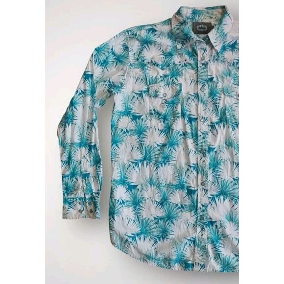 Teal/White Pearl Snap Cowgirl Hardware Top - Picture 2 of 7